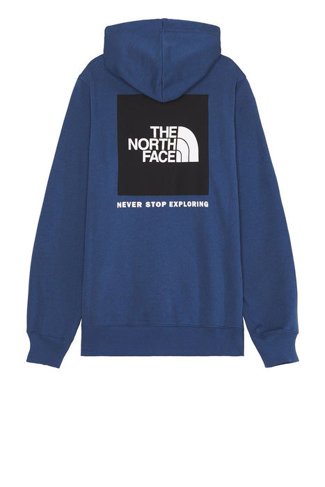 The North Face Mens Box NSE Pullover Hoodie Shady Blue/TNF Black, studio rear view