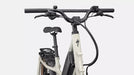 	Specialized Globe Haul ST Gloss White Mountains electric assist cargo bike studio image closeup of handlebar assembly