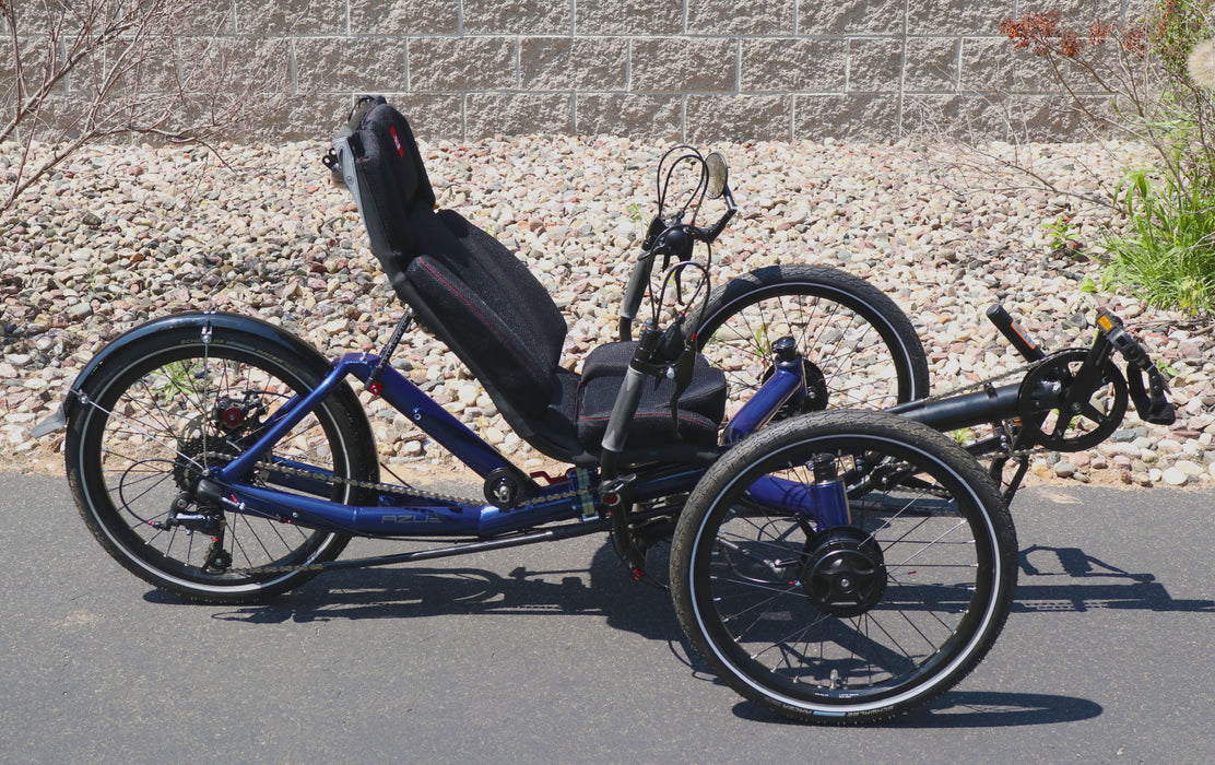 Azub Demo T-Trisek Pearl Night Blue Metallic Recumbent Trike, Side View