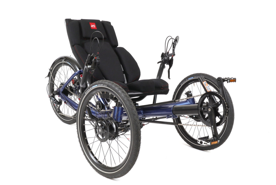 Azub Demo T-Trisek Pearl Night Blue Metallic Recumbent Trike, Studio Front Quarter View