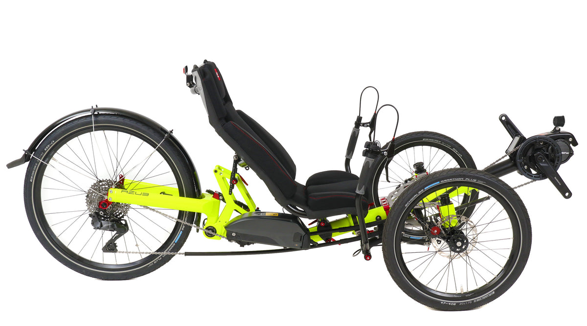 Azub Ti-Fly 26 Shimano Steps EP801 Neon Yellow Recumbent Trike — Hostel ...