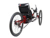 Azub Ti-Fly X Shimano Steps EP801 1x10 Ruby Red Glitter Recumbent Trike, studio rear quarter view