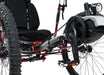 Azub Ti-Fly X Shimano EP6 Cues Di2 Pearl Grey Recumbent Trike With 630 Wh Battery motor and chain closeup studio image