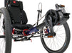 Azub Ti-Fly XF Full Suspension Recumbent Trike with Shimano STEPS EP801 Electric Assist and 630 AH Li-Ion battery in Pearl Night Blue Metallic studio close up view