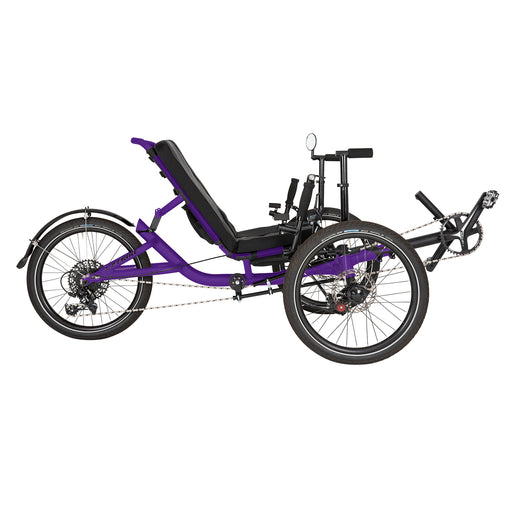 catrike max electric blue adult recumbent tadpole trike tricycle in Candy Purple, right side view