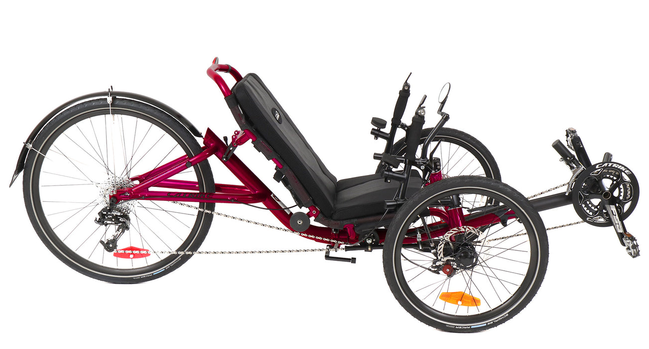 Catrike 5.5.9. Recumbent Trike Rocket Raspberry, studio side view