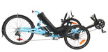 Catrike Dumont recumbent trike in arctic blue right side view