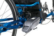 Catrike Dumont Bosch eCat Recumbent Trike Blast Off Blue, studio rear detail view