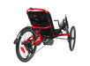 Catrike Villager Bosch eCat Lava Red electric assist recumbent trike angled back view