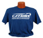Catrike Passion Meets Engineering Heather Royal Blue T-Shirt, studio front view