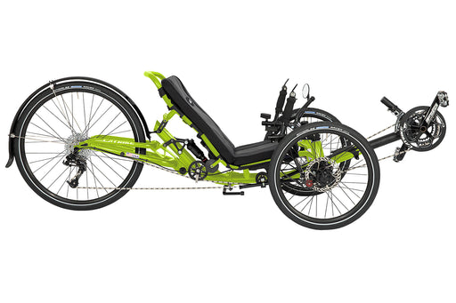 Catrike Dumont recumbent trike in Eon Green, right profile view