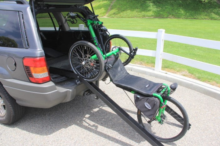 Easy Load Ramp System XL 5-8 Ft Two Ramps Outside Image with trike