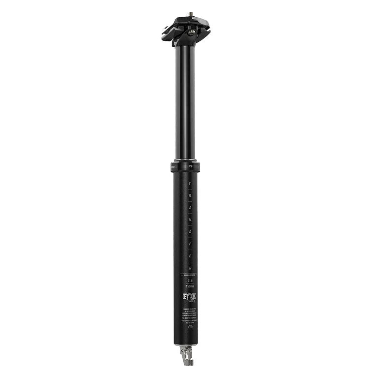 FOX Transfer Performance Elite 30.9mm Anodized Black Dropper Seatpost, studio front quarter view