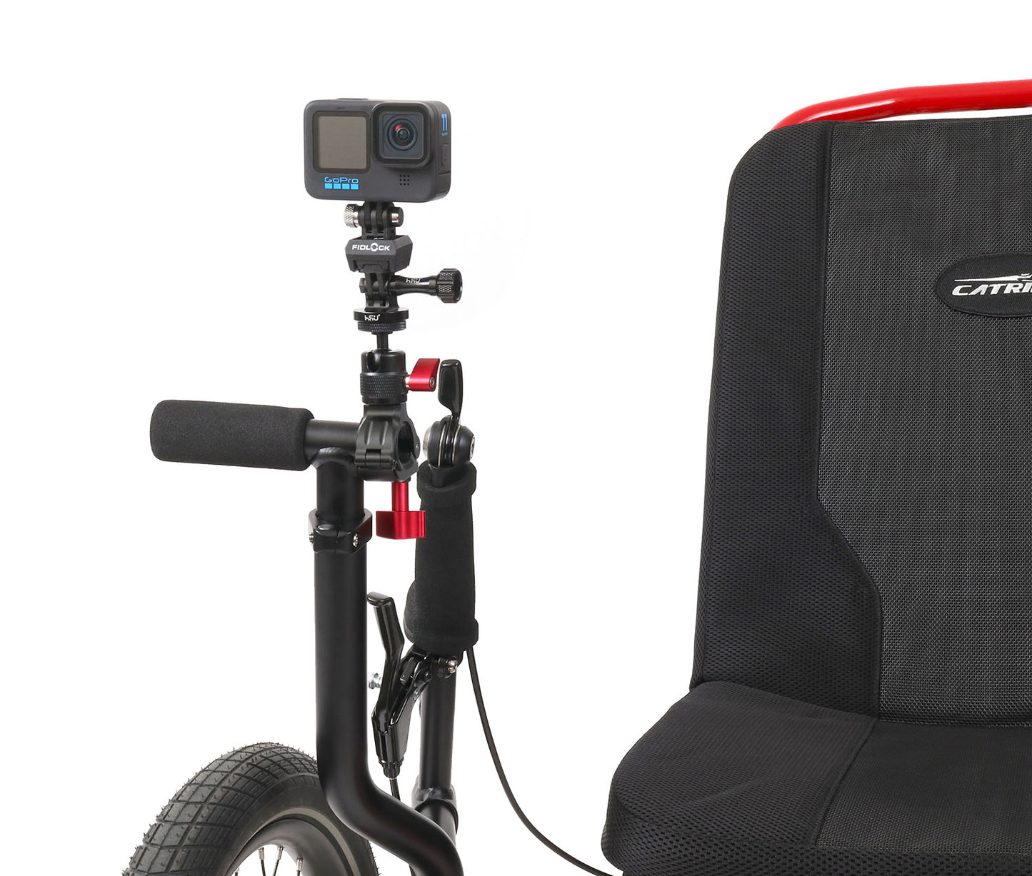 Fidlock PINCLIP Action Cam Mount, mounted on trike studio image