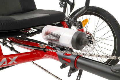 Fidlock TWIST Bike Base, studio front quarter view shown mounted on trike with optional water bottle