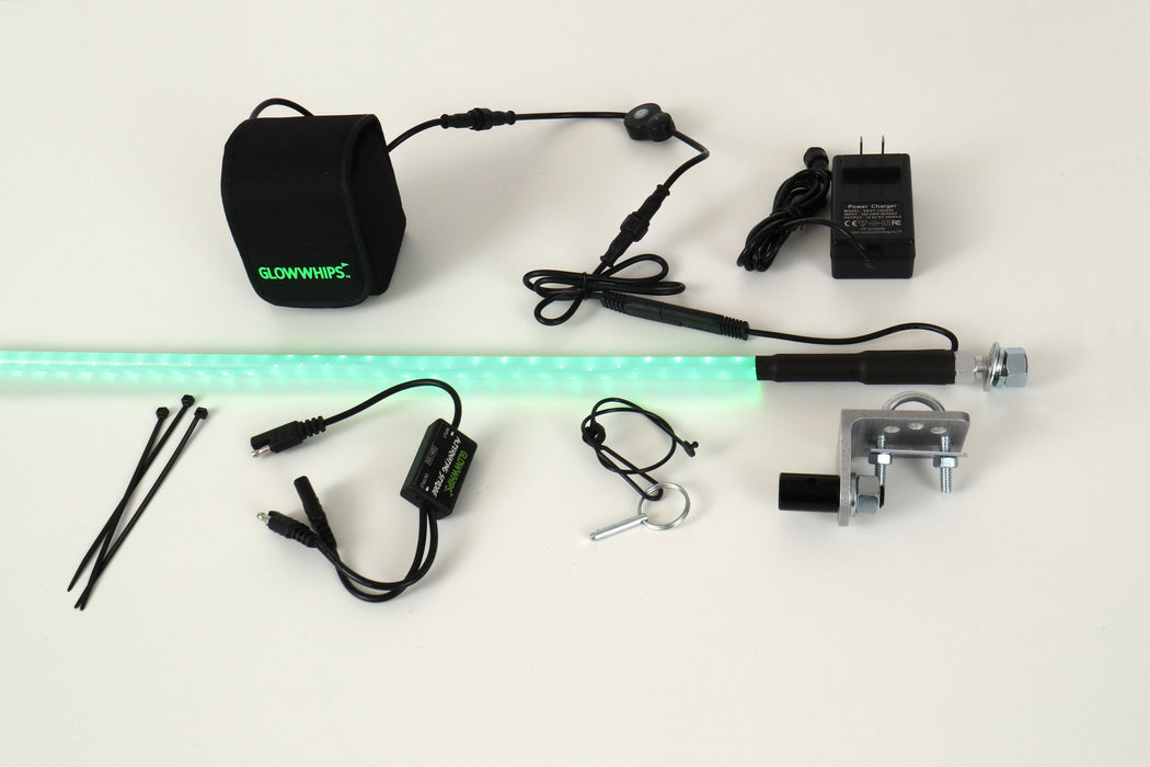 Glowwhips 4ft Bicycle Light Kit, included parts