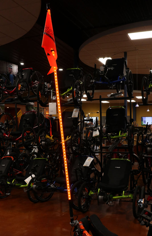 Glowwhips 4ft Bicycle Light Kit Orange, mounted on Catrike