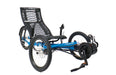 Greenspeed Magnum XL Active Line Plus Bosch Coral Blue Recumbent Trike, studio front quarter view