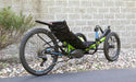 HP Velotechnik Demo Scorpion fs 26 Enduro Shimano STEPS EP8 630Wh Green Recumbent Trike, Rear Quarter View