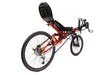 HP Velotechnik Street Machine GTe 30 Speed USS Pearl Orange Recumbent Bike, studio rear quarter view