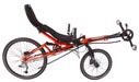 HP Velotechnik Street Machine GTe 30 Speed USS Pearl Orange Recumbent Bike, studio side view