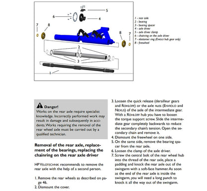 HP Velotechnik Axle Bearing Spacer Set for Delta TX, studio parts manual view
