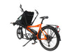 Hase Demo Pino Cargo EP8 Orange Tandem Bicycle, Studio Rear Quarter View