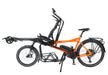 Hase Demo Pino Cargo EP8 Orange Tandem Bicycle, Studio Side View