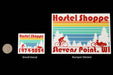 Hostel Shoppe Bike and Trike Stevens Point Bumper Sticker and small decal studio image with quarter for scale