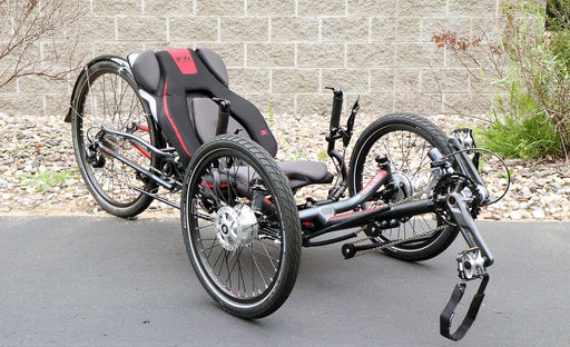 ICE Demo Sprint X Tour 26 RS Grey Recumbent Trike, Front Quarter View