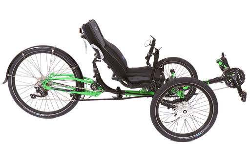 ICE Adventure HD 26 FS 3x10 Speed Compact Green Recumbent Trike, studio side view