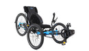 ICE Adventure  26 RS Shimano STEPS EP801 11 Speed Compact Blue Recumbent Trike, studio front quarter view