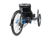 ICE Adventure  26 RS Shimano STEPS EP801 11 Speed Compact Blue Recumbent Trike, studio rear quarter view