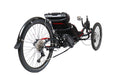 ICE Sprint X Tour 26 FS Steps EP8 11 Speed Grey Recumbent Trike, studio rear quarter view