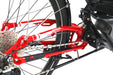 ICE Sprint X Tour 26 FS Steps EP801 Compact Passion Red Recumbent Trike, studio rear detail view