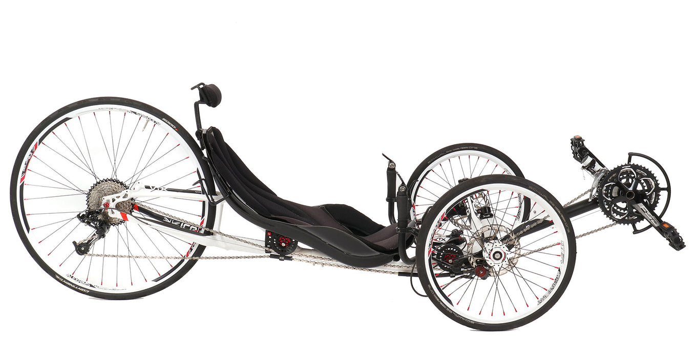 ICE Used 2016 VTX with Medium Seat White Recumbent Trike, studio side view