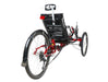 ICE Used Adventure FS 26 Red Recumbent Trike, studio rear quarter view