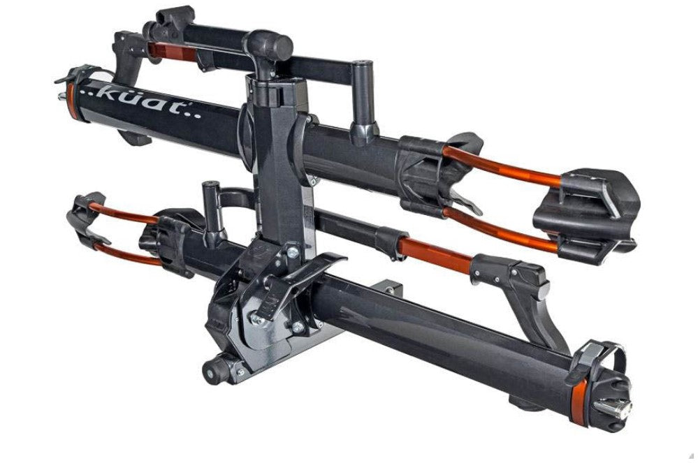 Kuat NV 2.0 Gray-Orange Anodized 2 Bike Rack Includes Trail Doc Fits 2" Receiver Side Studio Image