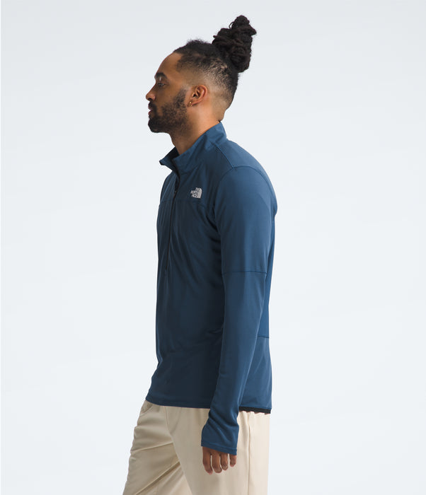The North Face Mens Sunriser 1/4 Zip Shady Blue being worn by model studio image side
