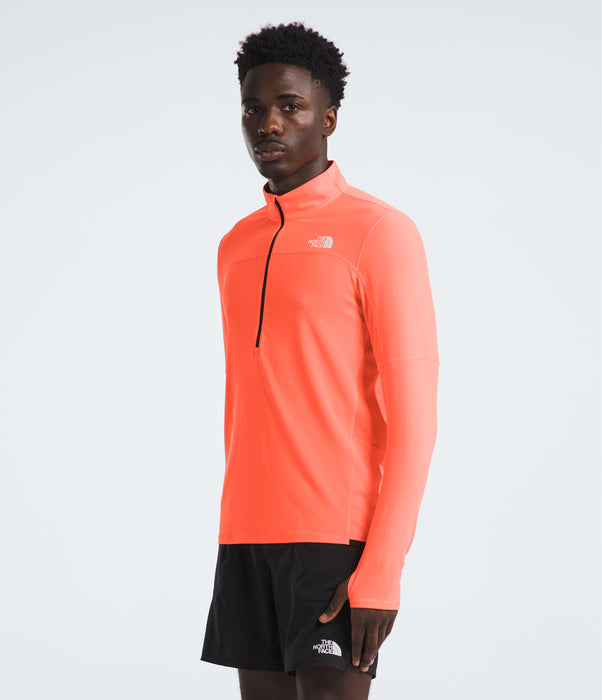 The North Face Mens Sunriser 1/4 Zip Vivid Flame being worn by model studio image side