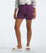 The North Face Womens Class V Pathfinder Pull-On Short Black Currant Purple being worn by model studio image front