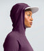 The North Face Womens Adventure Sun Hoodie Black Currant Purple studio image hood closeup