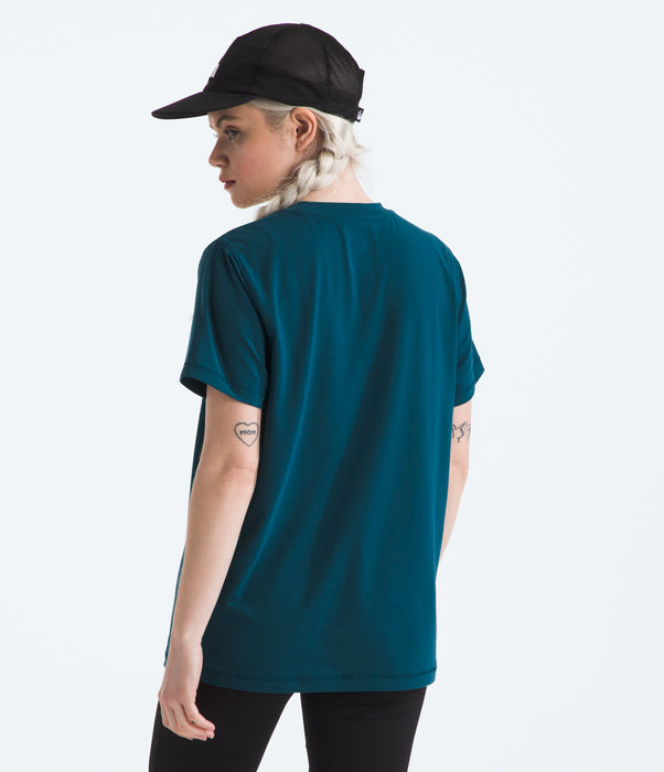 The North Face Womens Adventure Tee Blue Moss being worn by model studio image back