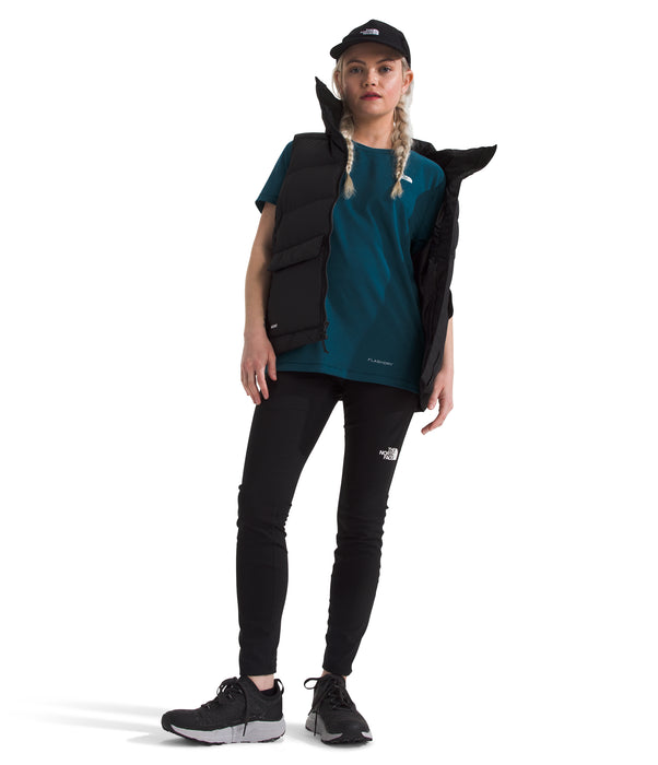 The North Face Womens Adventure Tee Blue Moss being worn by model fullbody studio image front