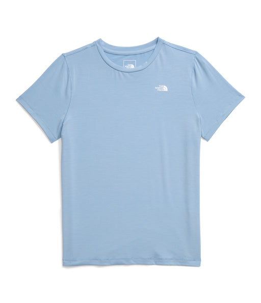 The North Face Womens Adventure Tee Steel Blue shirt only studio image top down