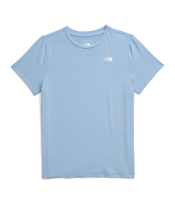 The North Face Womens Adventure Tee Steel Blue shirt only studio image top down