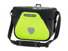 Front view of the Ortlieb Ultimate High-Vis Neon Yellow/Black Reflective Handlebar Bag.