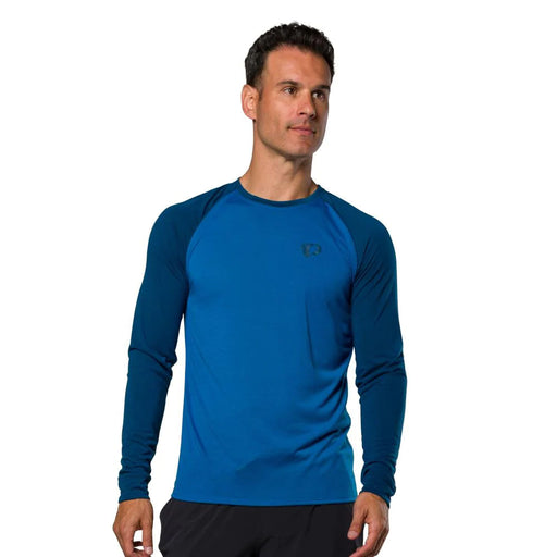 Pearl Izumi Mens Canyon Long Sleeve Jersey Snorkel Blue, studio model front color view