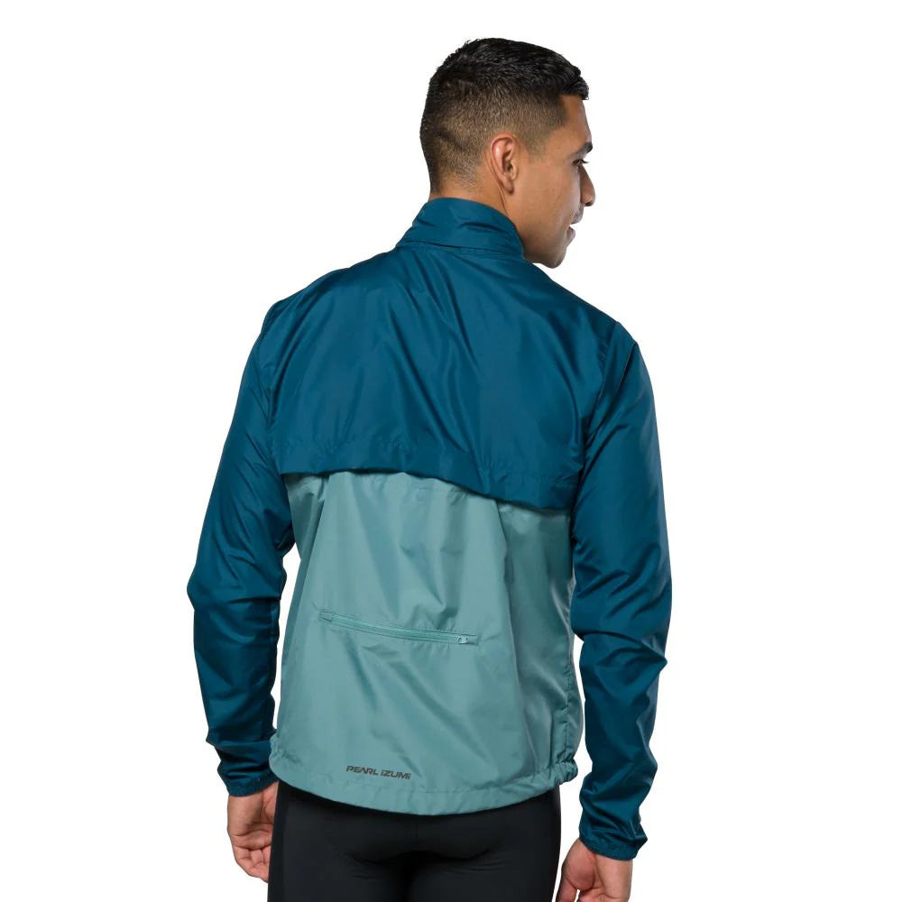 Pearl Izumi Mens Quest Barrier Convertible Jacket Nightfall Arctic, studio photo back view