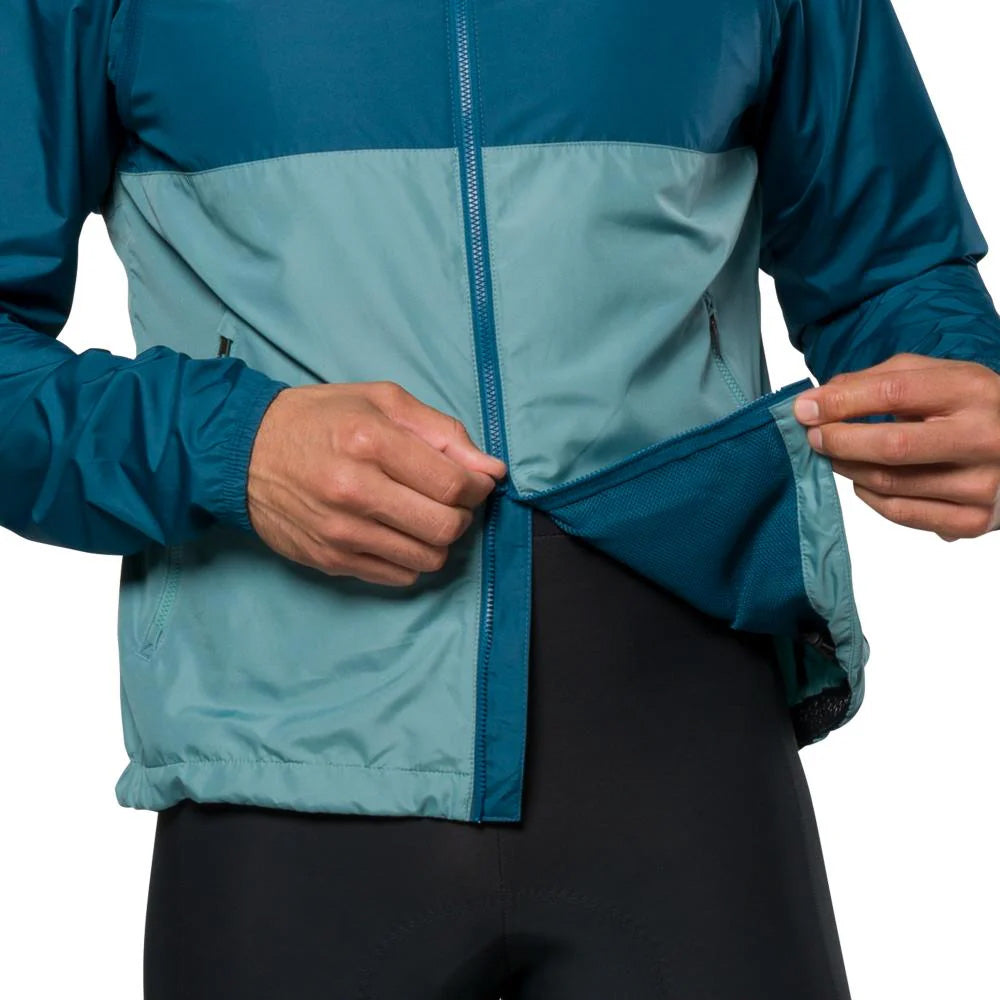 Pearl Izumi Mens Quest Barrier Convertible Jacket Nightfall Arctic, studio photo front view, bottom zipper